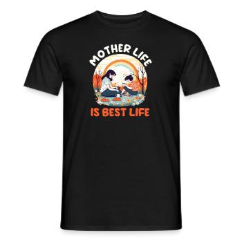 Mothers Day Mother Life Is Best - Men's T-Shirt - black - Front - AI Model Male 178 light (178cm)