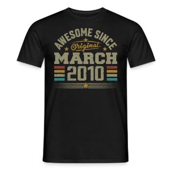 March 2010 Birthday Vintage Gift Idea 2010 - Men's T-Shirt - black - Front - AI Model Male 178 light (178cm)