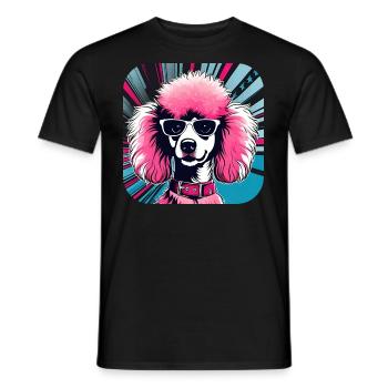 Cute Pink Pop Art Poodle - Men's T-Shirt - black - Front - AI Model Male 178 light (178cm)