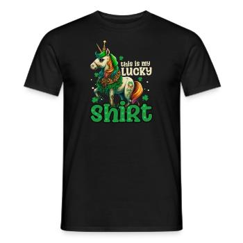 Licorne irlandaise St Patricks porte-bonheur tenue - T-shirt homme - noir - Devant - AI Model Male 178 light (178cm)