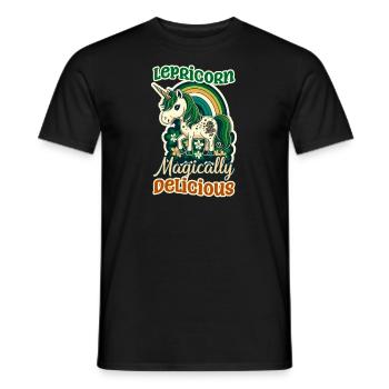 Irisches Einhorn St. Patricks Lepricorn Delicious - Männer T-Shirt - Schwarz - Vorne - AI Model Male 178 light (178cm)