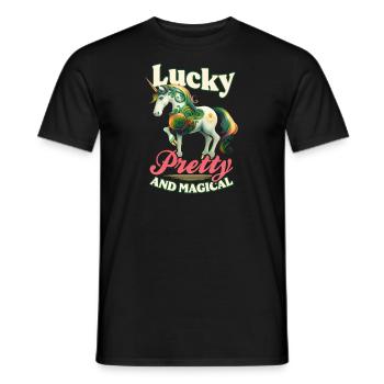 Licorne irlandaise St Patricks chanceux et magique - T-shirt homme - noir - Devant - AI Model Male 178 light (178cm)