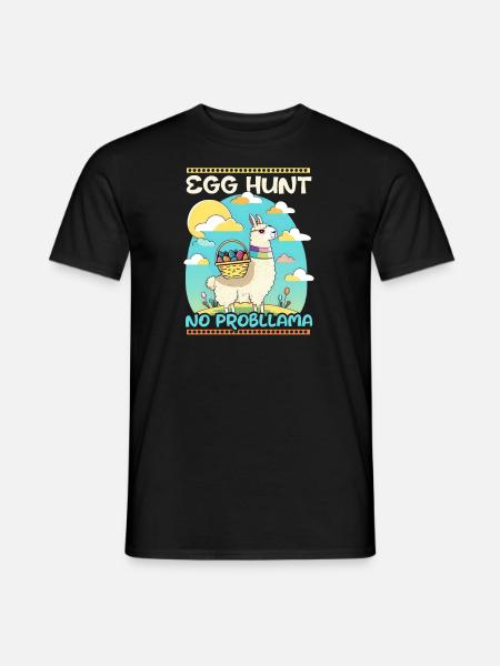 Christian Easter Egg Hunt Llama - Men's T-Shirt - black
