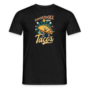 Football Lover Football And Tacos - Men's T-Shirt - black - Front - AI Model Male 178 light (178cm)