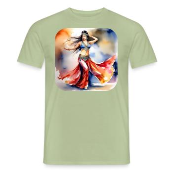 Mystical oriental belly dancer - Men's T-Shirt - sage - Front - AI Model Male 178 light (178cm)