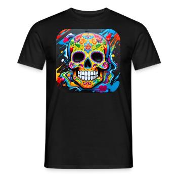 Dia de los Muertos Skull - Men's T-Shirt - black - Front - AI Model Male 178 light (178cm)