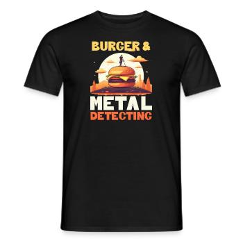 Metal Detecting Burger And Detecting - Men's T-Shirt - black - Front - AI Model Male 178 light (178cm)