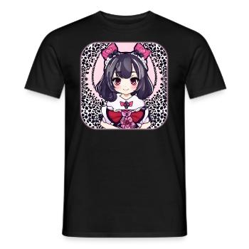 Jolie fille d’anime - T-shirt homme - noir - Devant - AI Model Male 178 light (178cm)