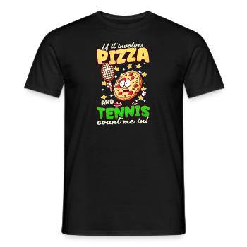 Tennis Player Pizza Tennis - Men's T-Shirt - black - Front - AI Model Male 178 light (178cm)