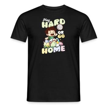 Volleyball Easter Hard Or Home - Men's T-Shirt - black - Front - AI Model Male 178 light (178cm)