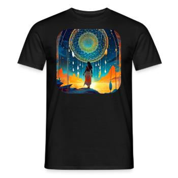 Mystical Fantasy Shaman Sorceress - Men's T-Shirt - black - Front - AI Model Male 178 light (178cm)