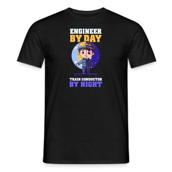 Modellbahn-Ingenieur-Tag, Zugschaffner-Nacht - Männer T-Shirt - Schwarz - Vorne - AI Model Male 178 light (178cm)