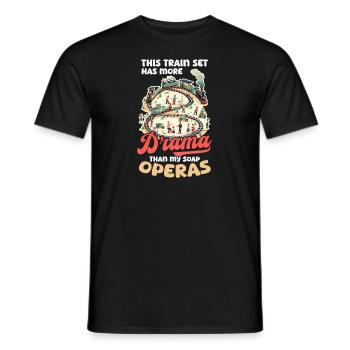 Modelleisenbahn-Set Mehr Drama als Seifenoper - Männer T-Shirt - Schwarz - Vorne - AI Model Male 178 light (178cm)