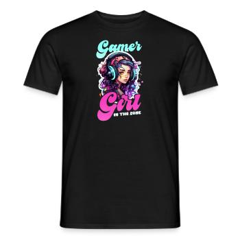 Im A Video Gamer Gamer Girl In The Zone - Men's T-Shirt - black - Front - AI Model Male 178 light (178cm)