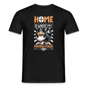 Zuhause - Langhaarcollie - Männer T-Shirt - Schwarz - Vorne - AI Model Male 178 light (178cm)