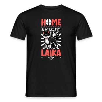 Home - Russian-European Laika - Men's T-Shirt - black - Front - AI Model Male 178 light (178cm)