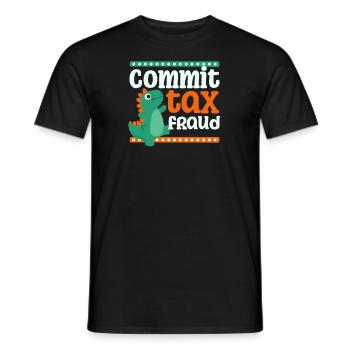 La fraude fiscale commet un petit dinosaure - T-shirt homme - noir - Devant - AI Model Male 178 light (178cm)
