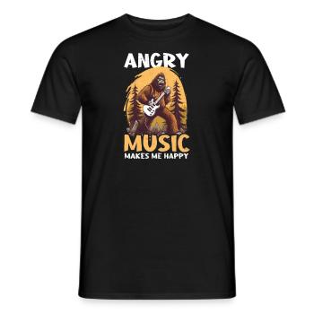 Rock Music Angry Music Makes Happy - Men's T-Shirt - black - Front - AI Model Male 178 light (178cm)