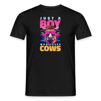 Cow Farmer Boy Who Loves Cows - Men's T-Shirt - black - Front - AI Model Male 178 light (178cm)