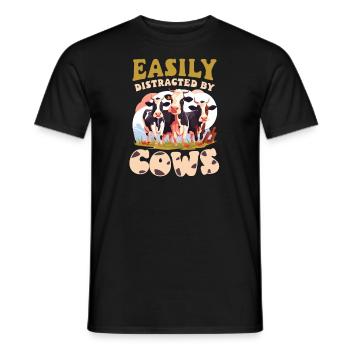Cow Farmer Distracted By Cows - Men's T-Shirt - black - Front - AI Model Male 178 light (178cm)