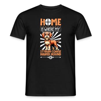Zuhause - Steirische Rauhhaarbracke - Männer T-Shirt - Schwarz - Vorne - AI Model Male 178 light (178cm)