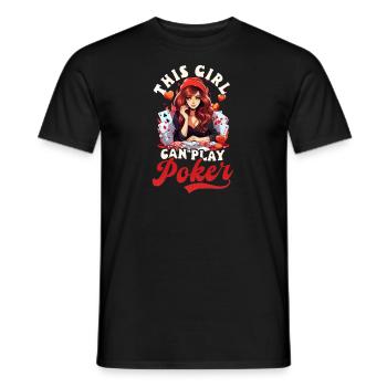Poker Girl peut jouer au poker - T-shirt homme - noir - Devant - AI Model Male 178 light (178cm)