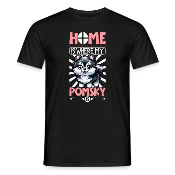 Home - Pomsky - Men's T-Shirt - black - Front - AI Model Male 178 light (178cm)