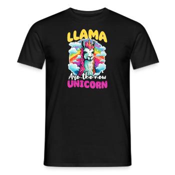 Llama Lover Llama Are New Unicorn - Men's T-Shirt - black - Front - AI Model Male 178 light (178cm)