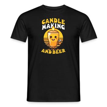 Fabrication de bougies Fabrication de bougies et bière - T-shirt homme - noir - Devant - AI Model Male 178 light (178cm)