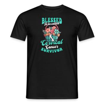 La sensibilisation au cancer du col de l’utérus appelée survivante - T-shirt homme - noir - Devant - AI Model Male 178 light (178cm)