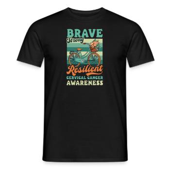 Bewusstsein für Gebärmutterhalskrebs Mutig Stark Belastbar - Männer T-Shirt - Schwarz - Vorne - AI Model Male 178 light (178cm)