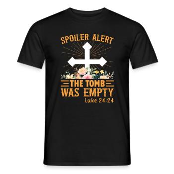 Funny Easter Saying Spoiler Tomb Was Empty - Men's T-Shirt - black - Front - AI Model Male 178 light (178cm)