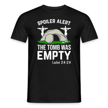 Lustiger Oster Spruch Spoiler Grabstätte war leer - Männer T-Shirt - Schwarz - Vorne - AI Model Male 178 light (178cm)