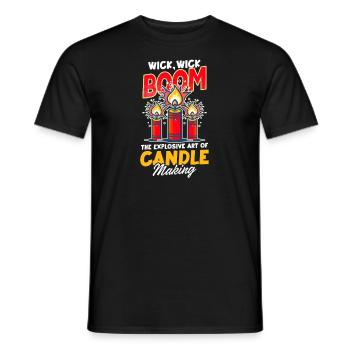 Bougie Fabrication Mèche, Mèche, Boum L’Art Explosif - T-shirt homme - noir - Devant - AI Model Male 178 light (178cm)