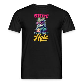 Cornhole Schließe dein Maisloch - Männer T-Shirt - Schwarz - Vorne - AI Model Male 178 light (178cm)