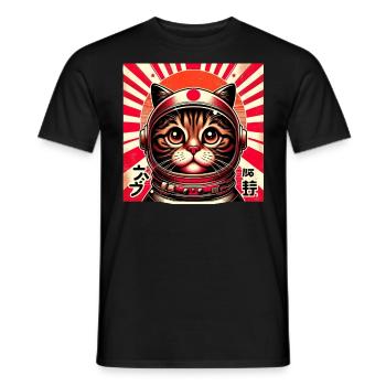 Vintage Japanese Kitten Retro Cute Sunset - Men's T-Shirt - black - Front - AI Model Male 178 light (178cm)