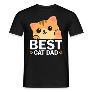 Best Cat Dad Cute Kitten Lover Paw Father's Day - Men's T-Shirt - black - Front - AI Model Male 178 light (178cm)