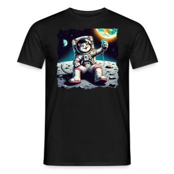 Moon Selfie Kitten Lover Earth Pet - Men's T-Shirt - black - Front - AI Model Male 178 light (178cm)