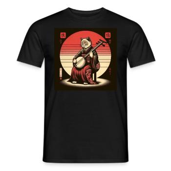 Sunset Musician Papyrus Scroll Japanese - Men's T-Shirt - black - Front - AI Model Male 178 light (178cm)