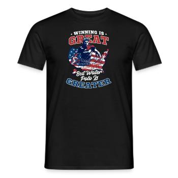 Gagner au water-polo, c’est grand, au water-polo plus grand - T-shirt homme - noir - Devant - AI Model Male 178 light (178cm)
