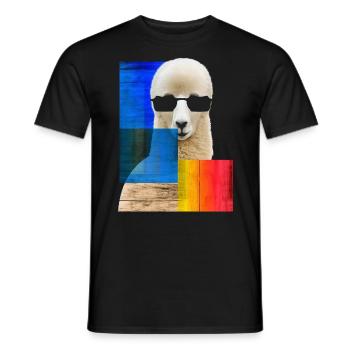 Alpaca Animal Sunglasses Graphic Motif Cute L - Men's T-Shirt - black - Front - AI Model Male 178 light (178cm)