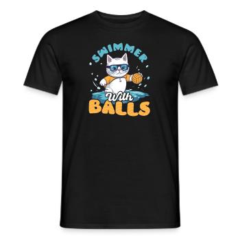 Nageur de water-polo avec des ballons - T-shirt homme - noir - Devant - AI Model Male 178 light (178cm)