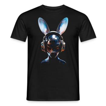 Anime Casque Art Graphiques Humain Lapin - T-shirt homme - noir - Devant - AI Model Male 178 light (178cm)
