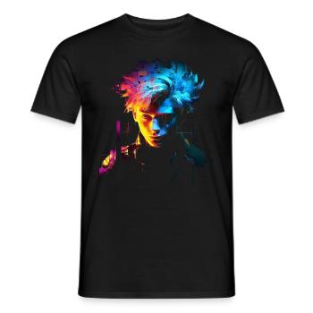 Anime Fantasy Kunst Männer Buntes Motiv Anime - Männer T-Shirt - Schwarz - Vorne - AI Model Male 178 light (178cm)