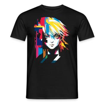 Anime Formes géométriques Art Graphique Femmes Port - T-shirt homme - noir - Devant - AI Model Male 178 light (178cm)