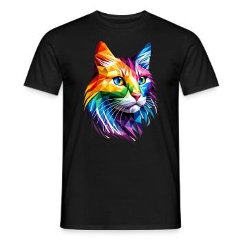 Lgbt Silhouette Poly Art Crystal Kitten Lover - Men's T-Shirt - black - Front - AI Model Male 178 light (178cm)
