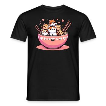 Kitten Noodle Lover Japanese Cute - Men's T-Shirt - black - Front - AI Model Male 178 light (178cm)