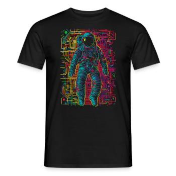 Astronaut Mandala Art Colorful Graphic Motif Astrona - Men's T-Shirt - black - Front - AI Model Male 178 light (178cm)