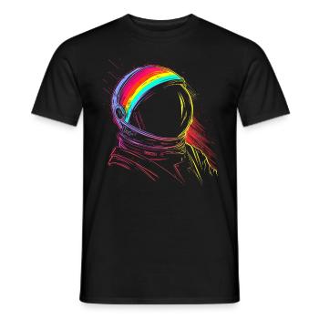 Astronaut Colorful Art Fantasy Drawing Motif Branch - Men's T-Shirt - black - Front - AI Model Male 178 light (178cm)