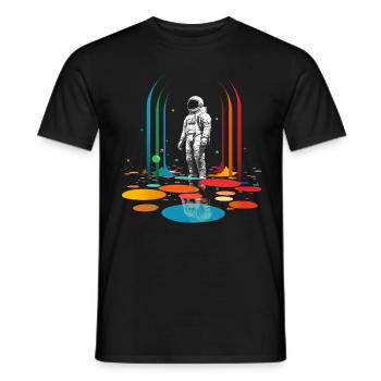 Astronaut Geometric Art Colorful Motif Artwork - Men's T-Shirt - black - Front - AI Model Male 178 light (178cm)